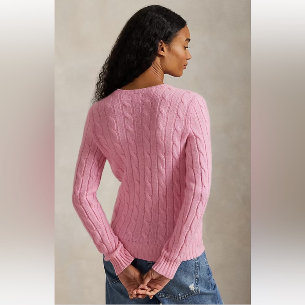 Polo by Ralph Lauren Pink Cable Knit Crewneck Sweater Large - Picture 8 of 10